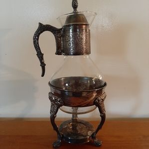 Vintage Silver Plated Coffee Tea Carafe with Warming Stand
